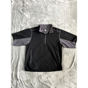 FootJoy DryJoys Mens Black Golf Pullover Windbreaker Jacket Size L Quarter Zip